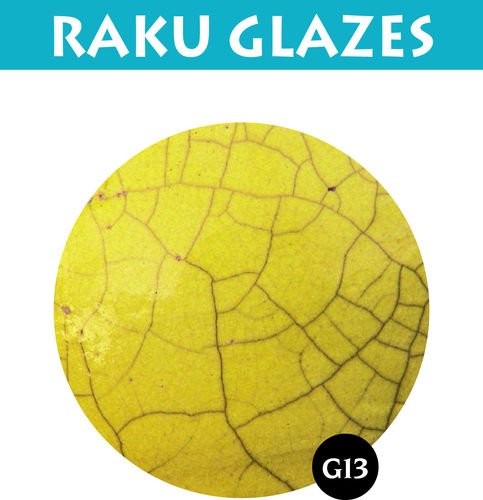 G13 kirkas keltainen rakulasite Rakuvaria, 0,5 l 950-1030 °C