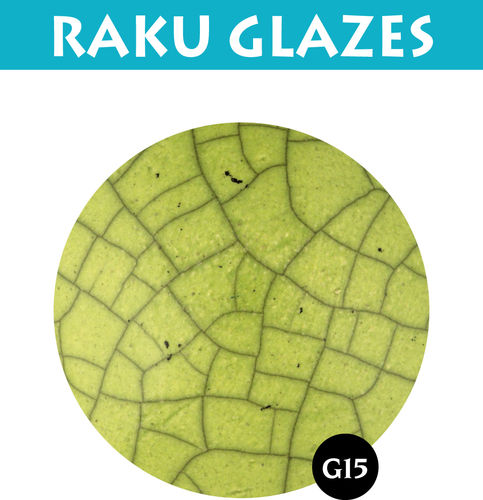 G15 keltavihreä rakulasite Rakuvaria, 0,5 l 950-1030 °C